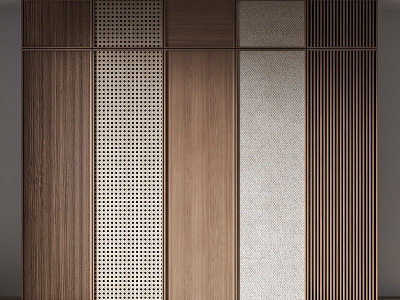 Bone Line Wardrobe Door Panel Combination Rattan Wardrobe Door Panel Middle Ancient Wardrobe 3d model