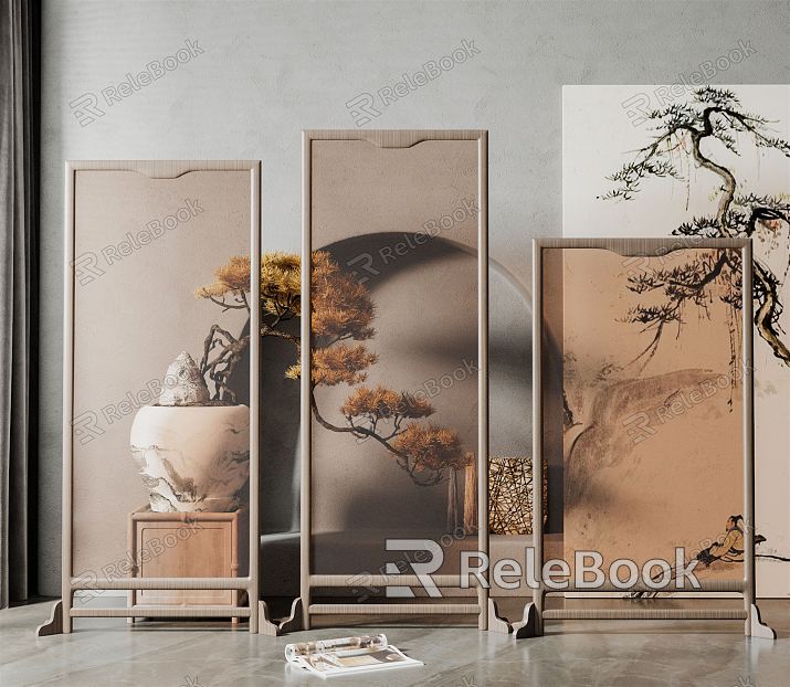 New Chinese-style partition glass screen partition model