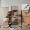 New Chinese-style partition glass screen partition 3d model