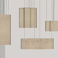 Modern Minimalist Rectangular Pendant Lights Four Hanging Warm Illumination Against White Wall 3d model