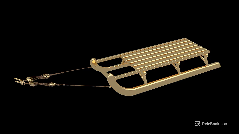 Golden Two Seat Sled Playground Equipment With Rope For Kids Outdoor Fun 3d model 