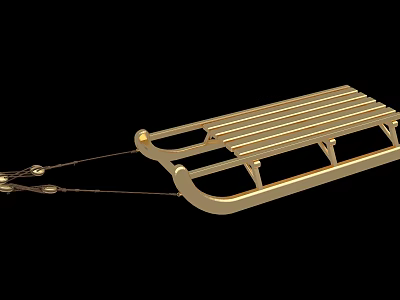 Golden Two Seat Sled Playground Equipment With Rope For Kids Outdoor Fun 3d model