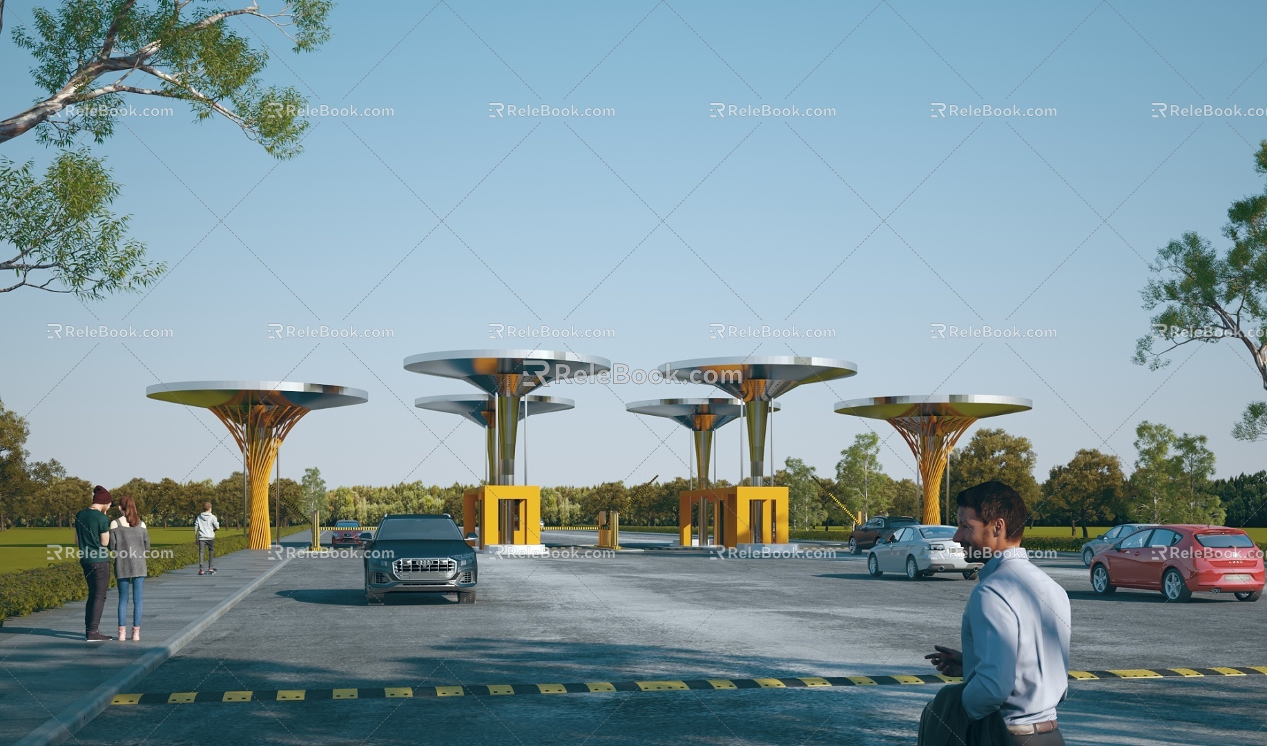 Modern Gate Gate Building Factory Gate Guard Recorder Room Gate Entrance Park Gate Gate Gate 3d model