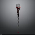 Black Red Decorative Object With Chain And Transparent Sphere Top Detailed Design