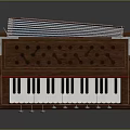 Vintage Wooden Harmonium Musical Instrument With Keyboard And Decorative Metal Buttons