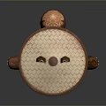 Cute Animal Character Wearing Straw Hat And Blue Striped Kimono