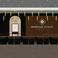 Elegant Zhengson Jewelry Interior With Golden Counters Display Cases And Soft Lighting