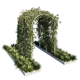 Modern Arches Vine Green Plants Arches Corridor Frame Landscape Arches Courtyard Doors Green Plant Doors 3d model