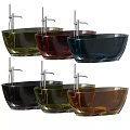 Colorful Transparent Bathtubs In Various Colors With Silver Faucets Design