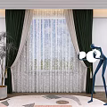 Elegant Green Curtains With White Sheer Layers For Modern Interior Decoration