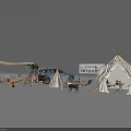 Cozy Outdoor Camping Setup With Tepee Tent Car Tables And Chairs