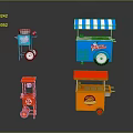 Colorful Mobile Food Carts With Various Designs And Functional Equipment