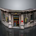 Detailed Miniature Corner Shop Model With Classic Facade And Vintage Signage