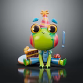 Modern game character cartoon frog animation frog 3d model