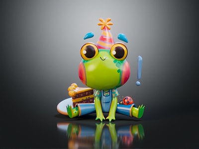 Modern game character cartoon frog animation frog 3d model