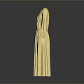 Yellow V Neck Long Sleeved Pleated Maxi Dress With Flowy Skirt Details