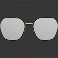Luxury Gold Hexagonal Jewelry Glasses With Red Temples And Reflective Frames
