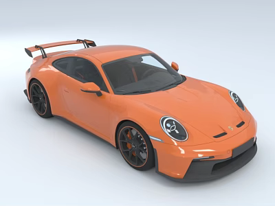 Orange Sports Car With Rear Spoiler Black Wheels And Sporty Design 3d model
