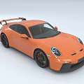 Orange Sports Car With Rear Spoiler Black Wheels And Sporty Design
