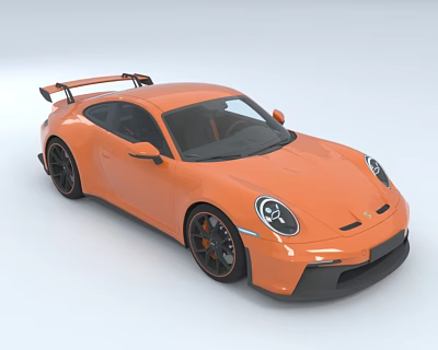 Orange Sports Car With Rear Spoiler Black Wheels And Sporty Design 3d model