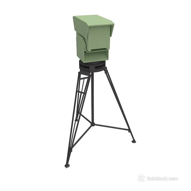 Green Equipment With Black Tripod Stand For Stable Outdoor Support 3d model 
