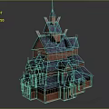 Traditional Red Brick Building With Multi layered Blue Roofs Spire And Arched Windows