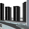 Modern Commercial Complex With High Rise Buildings And Central Open Green Spaces