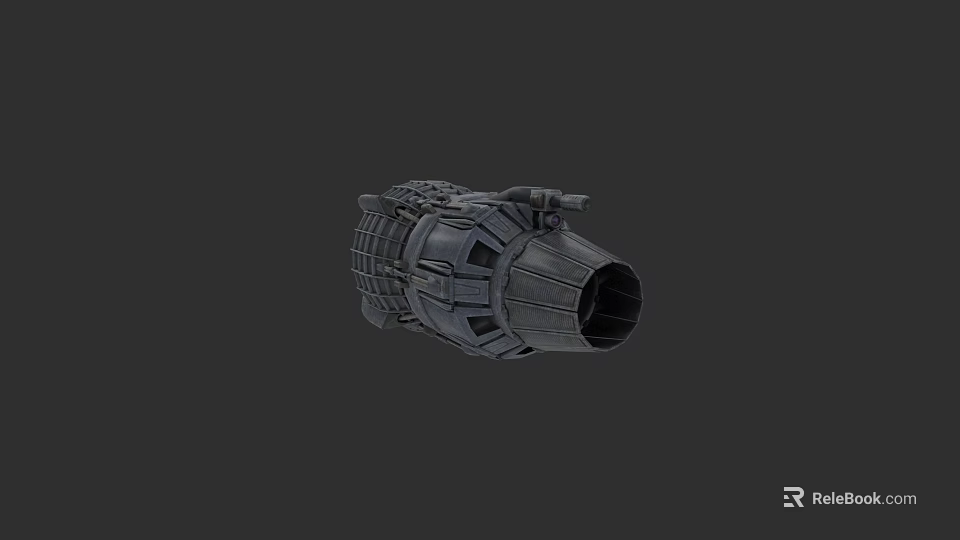Futuristic Weapon 3D Model With Mechanical Structure And Circular Launch Port 3d model