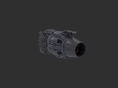 Futuristic Weapon 3D Model With Mechanical Structure And Circular Launch Port 3d model