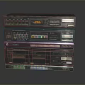 Vintage Retro Stacked Electronic Stereo System With Tape Decks And Amplifiers