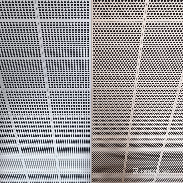 Modern Perforated Grid Ceiling Design With Square Pattern And Metal Material 3d model 