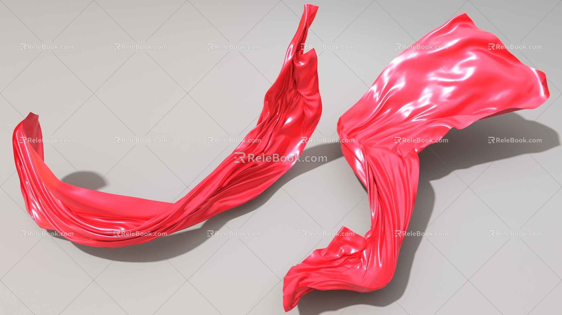 fluttering cloth ribbon red cloth 3d model