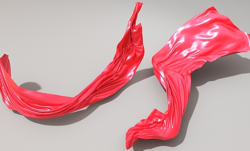 fluttering cloth ribbon red cloth 3d model