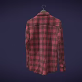 Red And Black Plaid Casual Shirt With Button Front And Chest Pocket