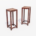 Chinese wooden flower stand 3d model