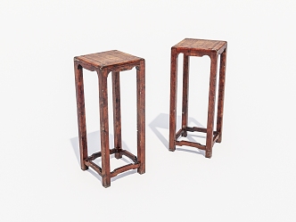 Chinese wooden flower stand 3d model