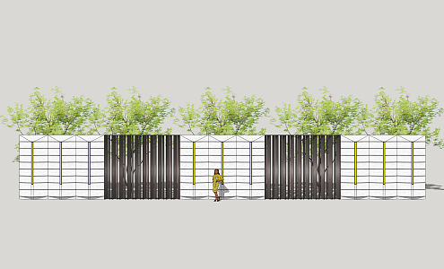 Modern fence residential area fence 3d model