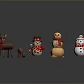 Festive Christmas Decorations Featuring Reindeer And Snowmen With Scarves And Hats