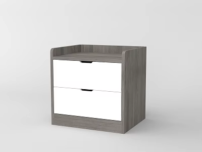 Modern Gray Wood TV Stand With White Drawers And Black Handles 3d model