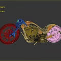 Custom Orange And Black Motorcycle With Unique Spoke Wheels And Streamlined Body