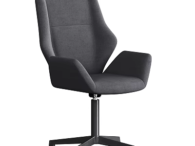 Modern Gray Fabric Office Chair With Ergonomic Backrest Padded Armrests And Swivel Metal Base 3d model