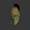 Ancient Bronze Weapon Helmet with Black Plume Classical Design and Metallic Reflective Finish