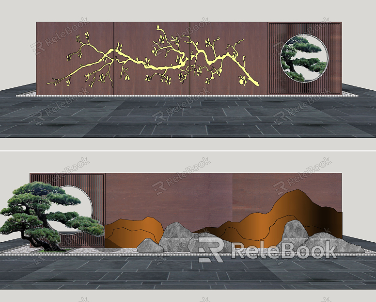 New Chinese style landscape wall Zen artistic conception landscape wall model