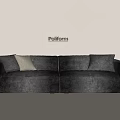 Poliform Black Sectional Sofa In Beige Wall Interior With Dark And Light Accent Pillows 3d model