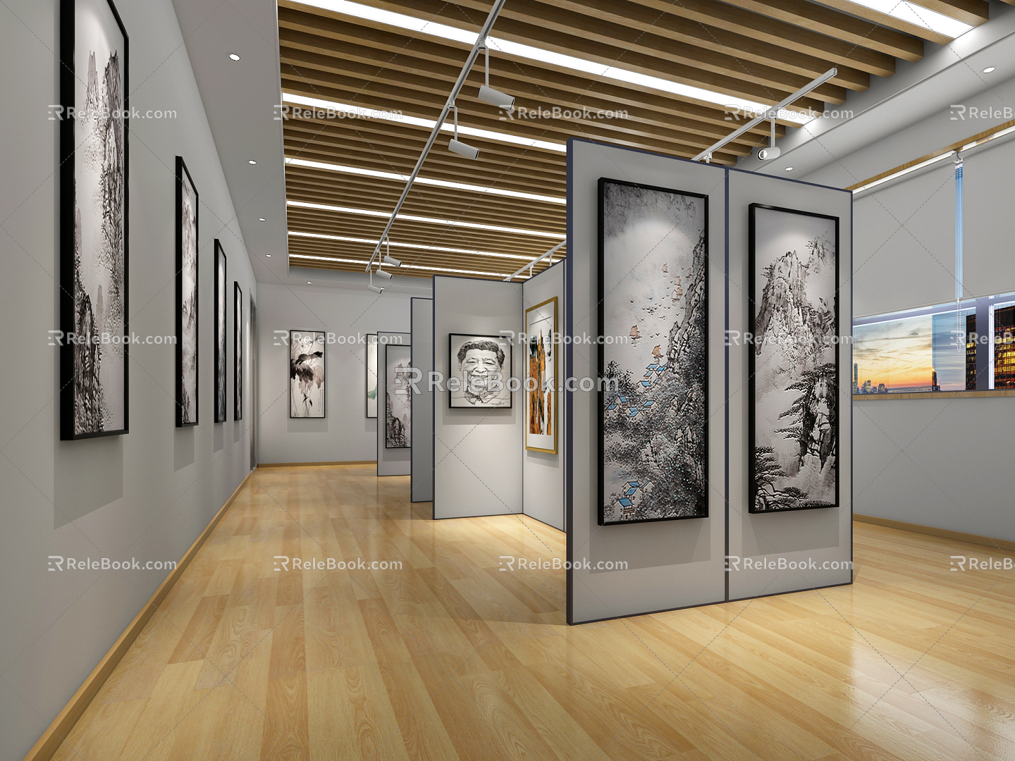 Modern Exhibition Hall Painting and Calligraphy Exhibition Hall 3d model