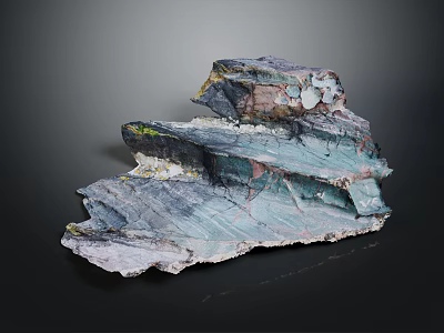 Artistic Layered Wood And Stone Sculpture Featuring Natural Texture Blue Gray Green Tones 3d model