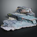 Artistic Layered Wood And Stone Sculpture Featuring Natural Texture Blue Gray Green Tones