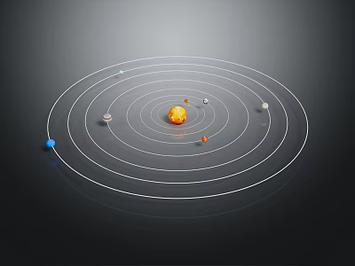 Accurate Solar System Model Display Showing Sun At Center With Planets In Orbits 3d model
