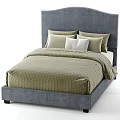 Modern Double Bed With Light Gray Upholstered Headboard And Light Green Quilt 3d model
