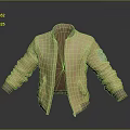 Yellow Casual Jacket With Open Front Brown Cuffs Collar And Left Arm Patch 3d model